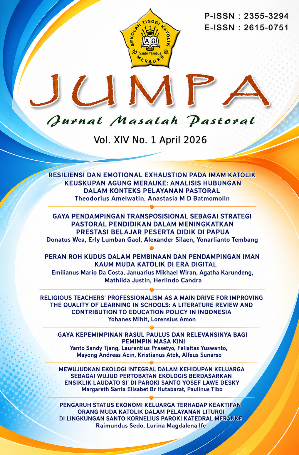					View Vol. 14 No. 1 (2026): JUMPA (Jurnal Masalah Pastoral)
				